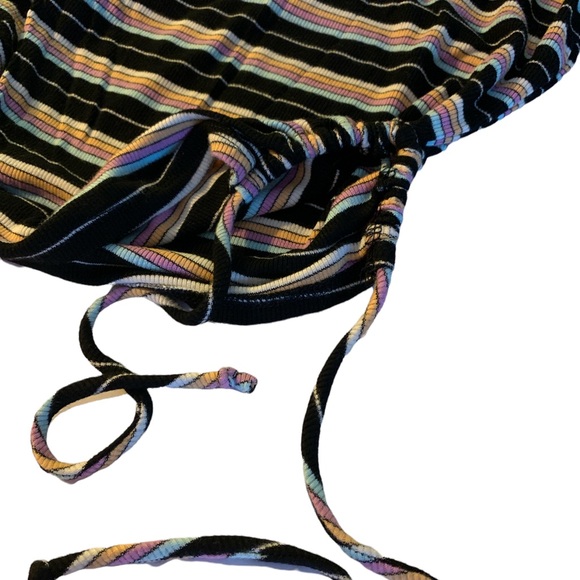 New Stitch & Pine Short Sleeve Black Pink Stripe  Shirt Top Woman’s Size Medium - Picture 2 of 10